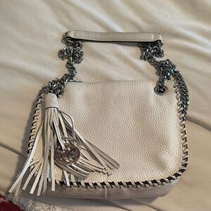 MICHAEL Michael Kors White Silver Chain Shoulder Bag